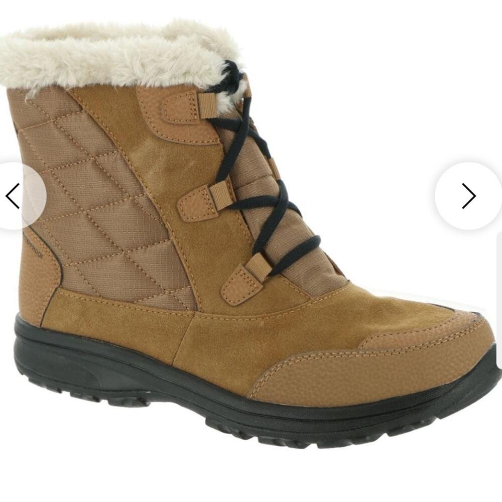 Columbia Ice Maiden Shortie Elk Brown - Waterproof Leather Ankle Snow Boots 7.5